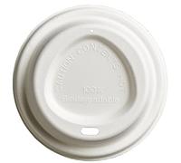 Dispo International Bagasse Compostable White Sip Thru Lid 90mm Rim - Fits 10oz-16oz Hot Paper Drink Cups (1000)