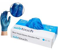 Dispoable Clear Vinyl Gloves Powder Free Latex Free Medical graded Premium Quality Gloves Food Graded Gloves (Large, Blue)