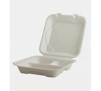 Disposable 3-Compartment Clamshell Containers - 9x9 Inch Sugarcane Bagasse, Eco-Friendly & Biodegradable Takeout Food Boxes, Heavy-Duty for Restaurant or Meal Prep, (200)