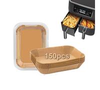 Disposable Air Fryer Liners for Dual Pre-Cut Parchment Paper Sheets Compatible with Dual Zone Air Fryers Non-Stick Heat-Resistant Fryer Accessorie (150pcs)