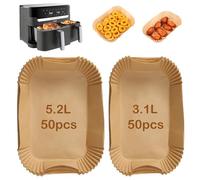 Disposable Air Fryer Liners for Tefal Easy Fry 5.2L/3.1L, Tower T17099, Lakeland 5L/3L, Salter EK5729, Netta 5.5L/3.5L, EUARY 4L/6L, Huddle 5L/3.5L, Air Fryer Paper Accessories for Dual Drawer(100pcs)