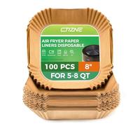 Disposable Air Fryer Paper Liners: 100PCS 8 Inch Square Liners for Air Fryer, Grease and Water Proof Non Stick Basket Parchment Paper