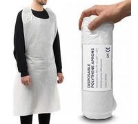 Disposable Aprons Multipurpose Strong Waterproof Plastic Aprons in Bulk Roll & Flat Pack Sizes Ideal for Catering, Cooking, Clinics, Hospitality & Workplace Protection. (200, White, Rolls)