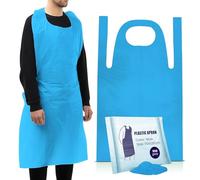Disposable Aprons Multipurpose Strong Waterproof Plastic Blue Pack of 100 Aprons in Bulk Flat Pack Sizes Ideal for Catering, Cooking, Clinics, Hospitality & Workplace Protection.