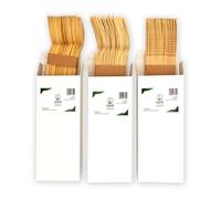Disposable Bamboo Wooden Cutlery Set 75 Pieces for Parties, Events, Picnic, Camping -17 cm Long - Sturdy and Strong - 100% Bamboo - IUIND NATURALS