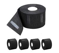 Disposable Barber Paper Neck Strips - 5 Rolls Black Professional Stretchy Paper Neck Band for Salon Haircut Styling