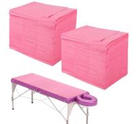 Disposable Bed Sheets, 50pcs Massage Spa Sheets, Soft Non-Woven Fabric Massage Table Bed Sheet Protective Duvets for Beauty Salon, Spa, Massage, Hotels, Beautician, 180 x 80 cm (Pink-50pcs)