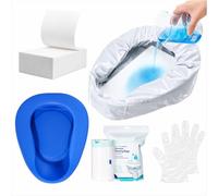 Disposable Bedpan Kit with Absorbent Liners, Commode Liner Bags Set with Pads & Gloves, Portable Toilet System for Home, Travel, Car Use,50PCS