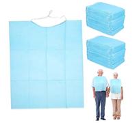 Disposable Bibs for Adults Kids, 60PCS 17x14 Inch Waterproof Pe Plastic Bibs with Tie, Disposable Apron Adult for Eating