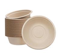 Disposable Brown 17oz/480ml Bagasse Compostable Eco-Friendly Biodegradable Bowls, 50 Pcs - Party, Dessert, Soup, Serving Bowls for Hot/Cold Food, BBQ, Picnic