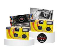 Disposable Camera Bundle with Novocolor APM401004 Single-Use Film Cameras with 27 Exposures x2 and Clikoze Disposable Photography Tips Card