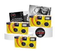 Disposable Camera Bundle with Novocolor APM401004 Single-Use Film Cameras with 27 Exposures x3 and Clikoze Disposable Photography Tips Card