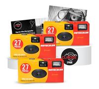 Disposable Camera Bundle with Novocolor APM401004 Single-Use Film Cameras with 27 Exposures x3 and Clikoze Disposable Photography Tips Card