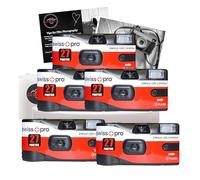 Disposable Camera Bundle with Swiss+Pro Disposable Camera Single-Use Film Cameras with 27 Exposures and Clikoze Disposable Photography Tips Card (5 Pack)