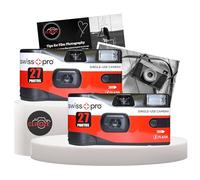 Disposable Cameras Multipack - Bundle with 2 X Swiss+Pro Disposable Camera Single-Use Film Cameras with 27 Exposures and Clikoze Disposable Photography Tips Card
