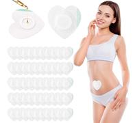 Disposable Castor Oil Patches for Belly Button - 50Pcs Breathable Anti Leakage Pads, Abdomen & Joint Relief, Organic Cotton No-Wash(White,Heart Shape)