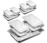 Disposable Chafing Dish Buffet Set Food Warming Trays - 3 Water Food Warmer Pans, 6 Foil Pans, 6 Lids - Buffet Set Trays Food Warmers for Parties & Events - Replacement Chafing Dishes for Catering