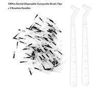 Disposable Composite Brush Tips 100Pcs with 2 Brushes Handles for Calculus Removal Kit