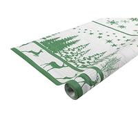 Disposable damask paper tablecloth in a roll 6 M long X 1.18 M wide - Damask paper with a chic and classic universal pattern - Box of 12 rolls - Christmas Tree