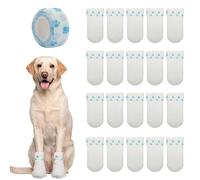 Disposable Dog Boots for Paw Protection, 20 Pcs Breathable Pet Shoes with Adjustable Self-Adhesive Straps, Waterproof Dog Foot Covers for Walking, Hiking & Post-Surgery Care (White, Medium)