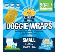 Disposable Dog Male Wraps | 20 Premium Quality Adjustable Pet Diapers with Moisture Control and Wetness Indicator | 20 Count Small Size