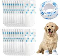 Disposable Dog Socks, 32 Pcs Waterproof Dog Boots for Injured Paws Stop Licking Pet Paw Protectors Dog Shoes with Bandage Pet Foot Cover for 16-38 lb Dogs, Suitable for Indoor & Outdoor Walking Use