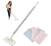 Disposable Dust Mop with 5 Reusable Cloths, Lazy Mop for Cleaning Floors Mop Clip-On, Cloth Changing Mini Mop & 360° Rotating Head, Hands-Free Mini Mops no Need to Wash for Floor Wall Bathroom Kitchen