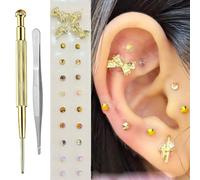 Disposable Ear Patches Ear Seeds Auricular Sticker Kit, Earrings Self Adhesive Crystal Stickers Multi-Condition Ear Seed Kit (Style 21)
