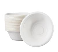 Disposable Eco-Friendly Biodegradable Bowls, 50 Pcs - White, 17oz/480ml, Sugarcane Compostable Party Bowls for Hot/Cold Food, Dessert, Soup, BBQ, Picnic