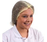 Disposable Elasticated Mob Caps Blue White Hygiene Food Catering Hair Nets Covers (100, Yellow)