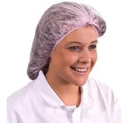 Disposable Elasticated Mob Caps Blue White Hygiene Food Catering Hair Nets Covers (1000, Pink)