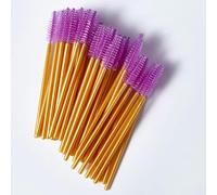 Disposable Eyelash Brush Mascara Spoolie Wands 50 pcs for Lash Extensions, Makeup Artist, Eyelash Lift, Eyebrows Multicolour Gold Design (Purple Pink)