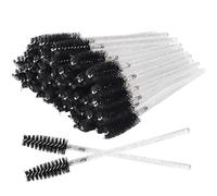 Disposable Eyelash Brushes,100PCS Eye Brow Spoolie Castor Oil Brush Mascara Wands Cosmetic Makeup Tools (Crystal-White Black)