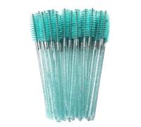 Disposable Eyelash Brushes,100PCS Eye Brow Spoolie Castor Oil Brush Mascara Wands Cosmetic Makeup Tools (Crystal-Peacock blue)