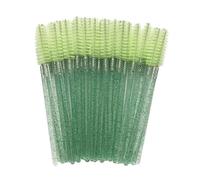 Disposable Eyelash Brushes,100PCS Eye Brow Spoolie Castor Oil Brush Mascara Wands Cosmetic Makeup Tools (Crystal-Green)