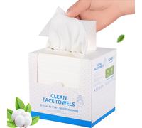 Disposable Face Towel, Biodegradable Facial Dry Wipes Cotton Makeup Remover Wipes Soft Facial Cleansing Wipes for Sensitive Skin, Wet & Dry Usable, 25 x 30cm