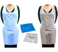 Disposable Flat Pack White Aprons Blue Apron High Density Polythene (White, 100 Aprons)