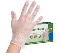 Disposable Gloves, Clear Vinyl Gloves, Powder Free, Latex Free, Medical Exam Gloves, Vinyl Multi-Purpose Gloves, Extra Strong, Disposable Clear Gloves (100, Small)