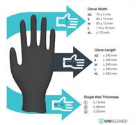 Unigloves Black Pearl Nitrile Examination Gloves - Multipurpose, Powder Free and Latex Free Disposable Gloves - Box of 100 Gloves, Black, Extra Small (GP0031)