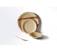 DISPOSABLE GREEN® | 125 Pieces Set | Palm Leaf Plates | Biodegradable Compostable Cutlery Tableware | 25 Pieces Each for 25 cm & 18 cm Plates & 15 cm Bowls & Fork & Knife