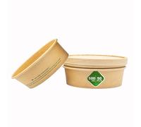 DISPOSABLE GREEN® |50 x 500ml Kraft Container Bowl with Kraft Lids |Unique Aqueous Lining Breakthrough Technology | Certified Home Compostable | Soup, Icecream, Takeaway