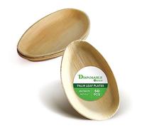 DISPOSABLE GREEN - Egg Shape Disposable Serving Dishes, Areca Serving Tray, Serving Platter for Parties, Weddings, Catering, & More, Serving Plate for Hot & Cold Food, 26L x 16W x 2.5D cm, 50-pcs