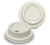 DISPOSABLE GREEN - NEXTGEN Coffee Cups Lid, Double Wall Disposable Coffee Cup Bagasse Lids, Takeaway Cups for Cold & Hot Drinks, Sturdy & Leak Proof Disposable Lids, 90MM, 25 Pack