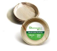 DISPOSABLE GREEN - Round Disposable Plates, Areca Leaf Serving Plates, Dinner Plates for Parties, Weddings, Catering, & More, Disposable Plates for Hot Food & Cold Food, 18 x 2cm, 100-Pcs