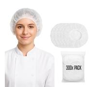 Disposable Hair Nets Mob Caps Bulk Premium Hair Covers with Double Elastic Lightweight and Breathable Hygiene Caps Ideal for Kitchen Catering Food Handling and Medical Safety Use. (300, White)