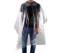 Disposable Hairdressing Gowns, PE Plastic Salon Capes, 150 x 120 cm, Pack of 100, Transparent