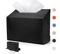 Disposable Hand Towel Box Cover Compatible with Kleenex Disposable Paper Hand Towels, Leather Tissue Box Cover Holder for Bathroom Holder (Black-1 Pack)