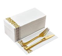 Disposable Hand Towels Decorative Bathroom Paper Napkins,Linen-Feel Guest Towels for Kitchen,Parties, Weddings, Anniversary, Dinners or Events,30 x 43cm, Pack of 50(Gold)