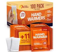 Disposable Hand Warmers Bulk Pack 50 Pairs (100 Warmers) 11+ Hour Air-Activated Hot Hands Hand Warmers Disposable - TSA Approved Pocket & Glove Warmers for Skiing