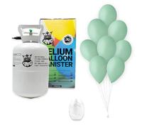 Disposable Helium Gas Canister - with 30 Aquamarine Green Balloons and Curling Ribbon - Helium Balloon Gas UK Filled Helium Cylinder